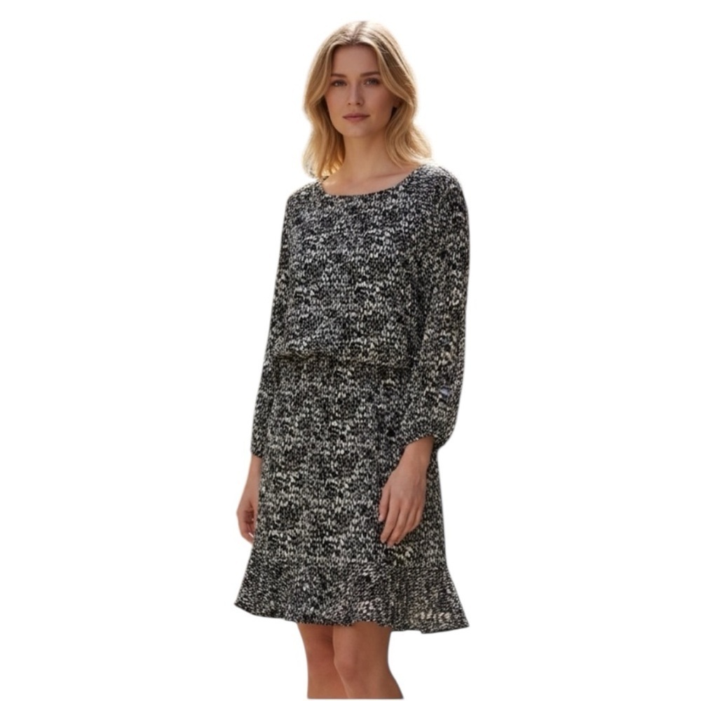 Soft Joie Arryn B Black White Snake Print Flounce Dress S